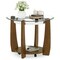 32" Round Glass Coffee Table 2-Tier Design with Storage Shelf and Wheels